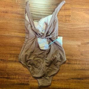 Kona Sol Brown Textured One Piece Swimsuit.